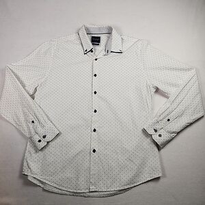 Denim & Flower Ricky Singh Mens White Blue Slim Fit Button Down XL Shirt